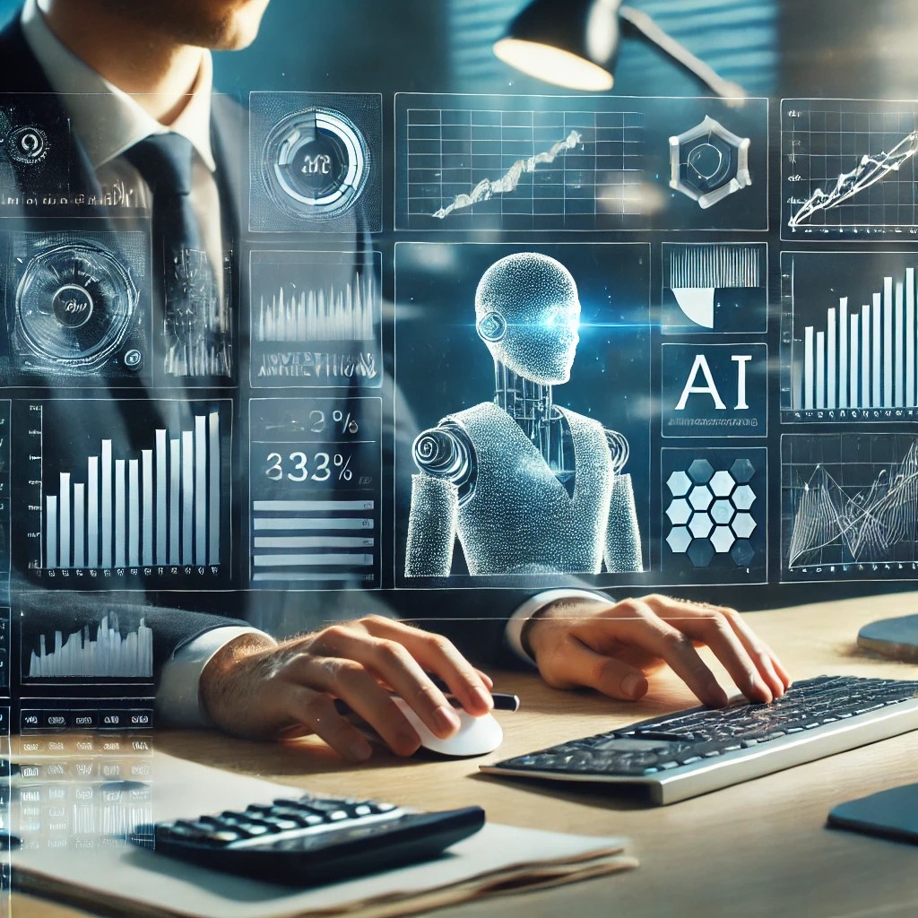 DALL·E 2024-07-30 16.18.40 - A financial advisor using a computer with AI-driven financial analysis tools. The screen shows detailed graphs, data analytics, and investment recomme